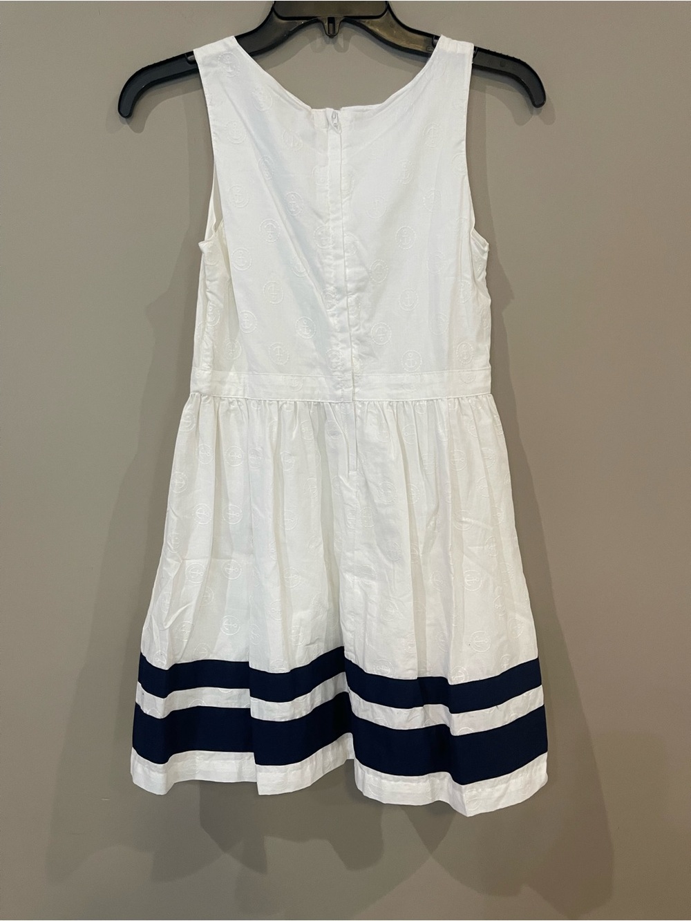 Nautica White Sleeveless Dress with Navy Stripes